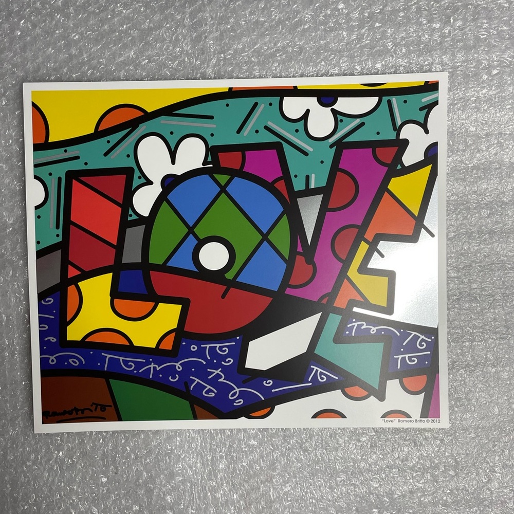 Romero Britto LOVE (Metallic) Art Print